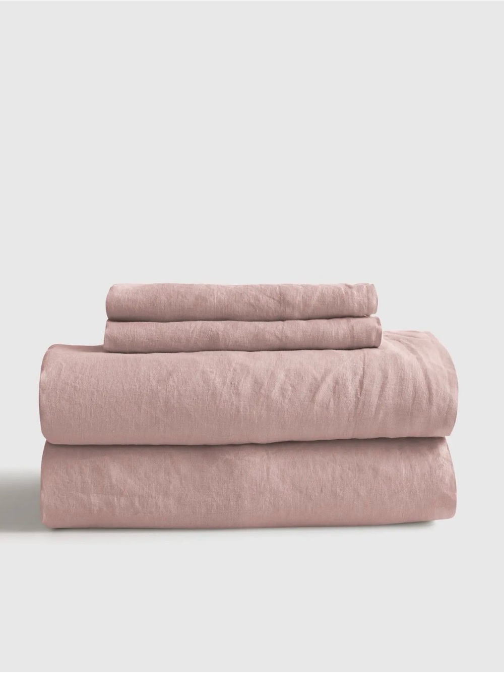 European Dusty Mauve Linen Queen Sheet Set - Retail $184